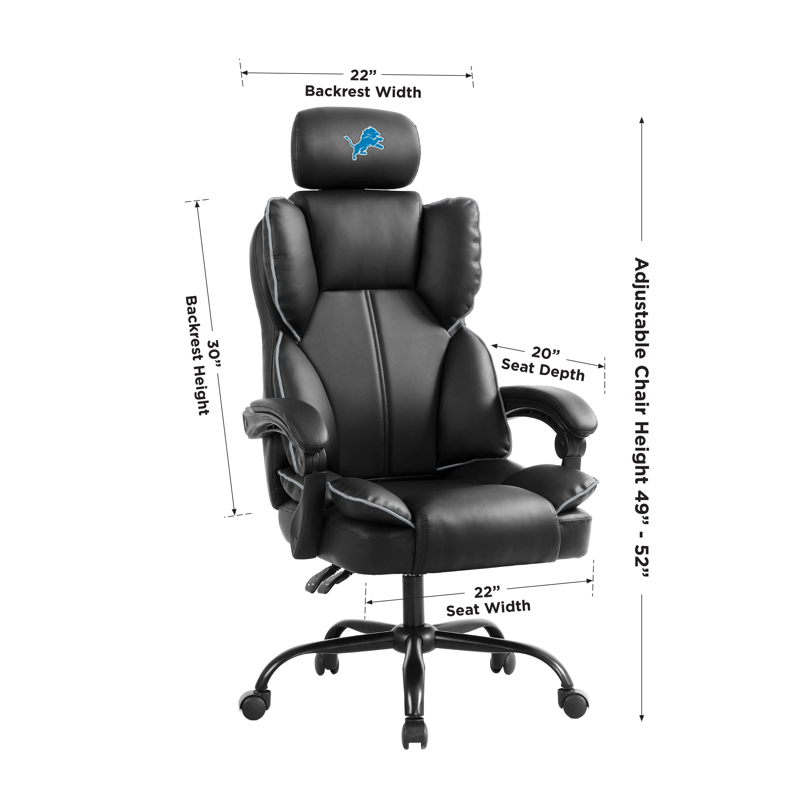 detroit lions embroidered headrest adjustable champ chair