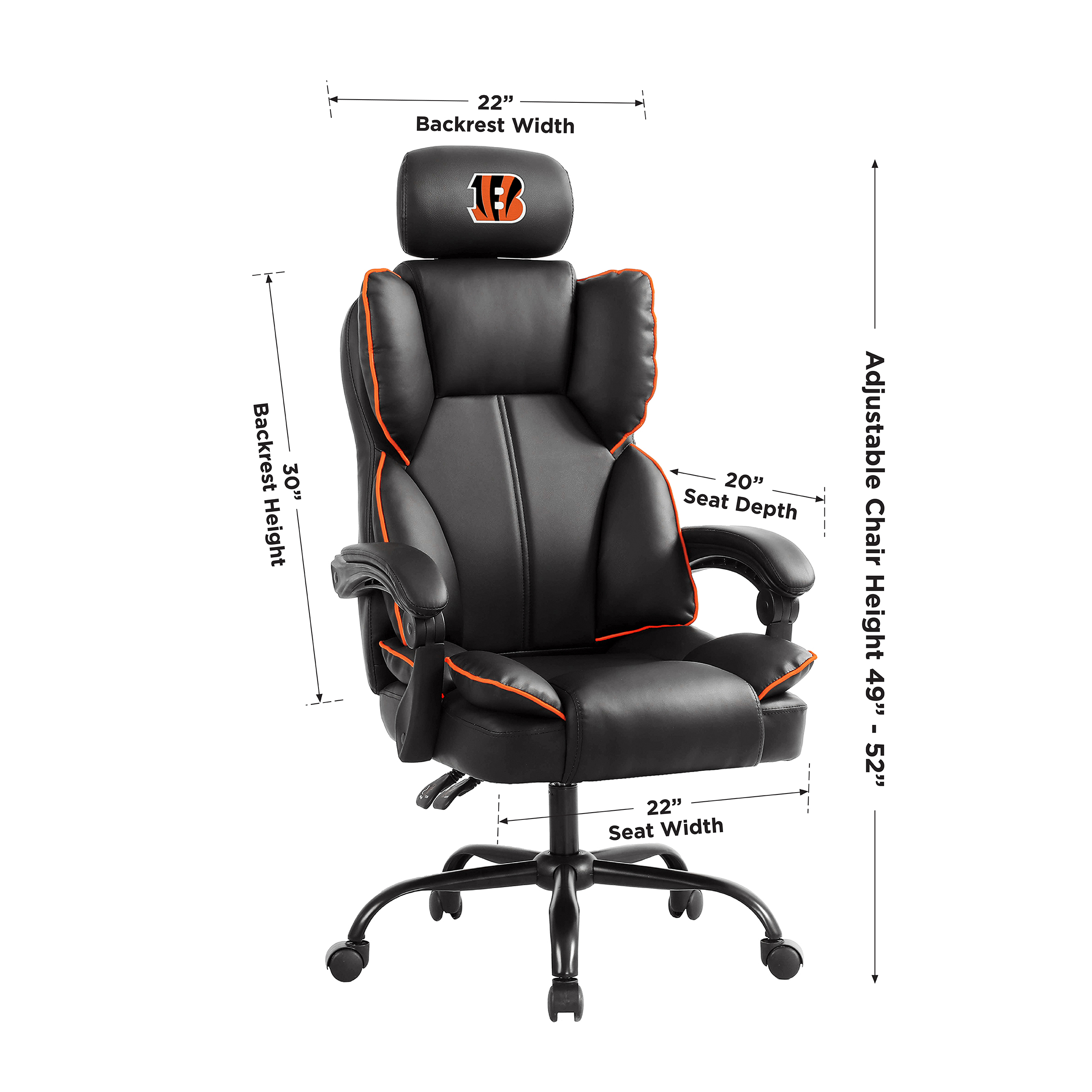 cincinnati bengals embroidered headrest adjustable champ chair