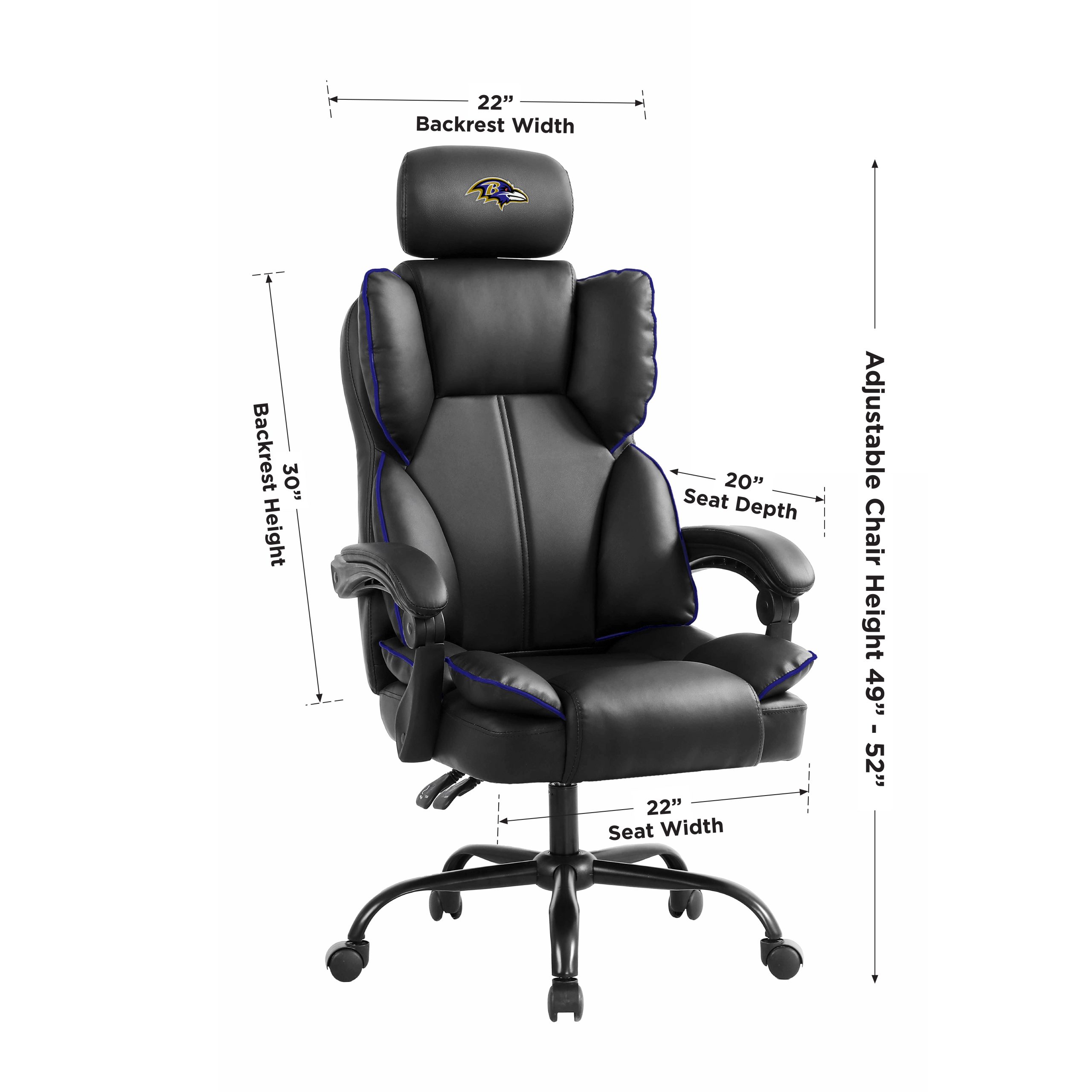 baltimore ravens embroidered headrest adjustable champ chair