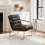 Modern Tufted Vinyl Accent Chair with Powder-Coated Steel Base 8 Modern Tufted Vinyl Accent Chair with Powder-Coated Steel Base