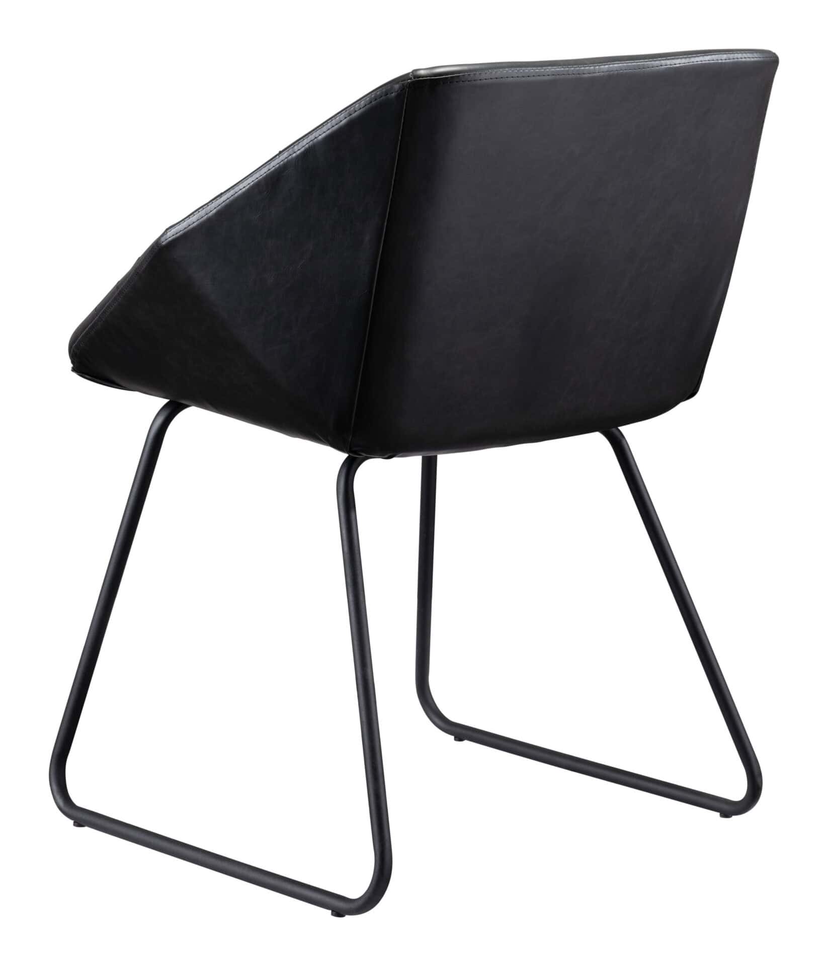 Modern Black Vinyl Dining Chair with Steel Legs (Set of 2) 6 Modern Black Vinyl Dining Chair with Steel Legs (Set of 2) - Image 6