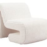 White Modern Glam Deco Accent Chair with Corduroy Upholstery 10 White Modern Glam Deco Accent Chair with Corduroy Upholstery