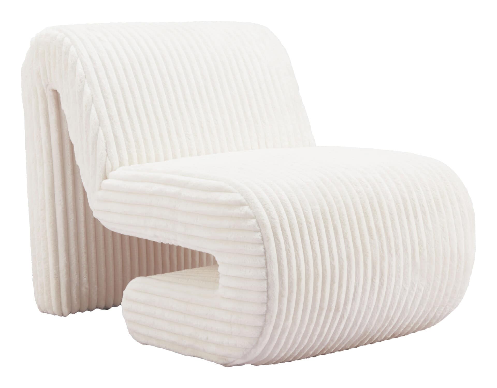 White Modern Glam Deco Accent Chair with Corduroy Upholstery 2 White Modern Glam Deco Accent Chair with Corduroy Upholstery - Image 2