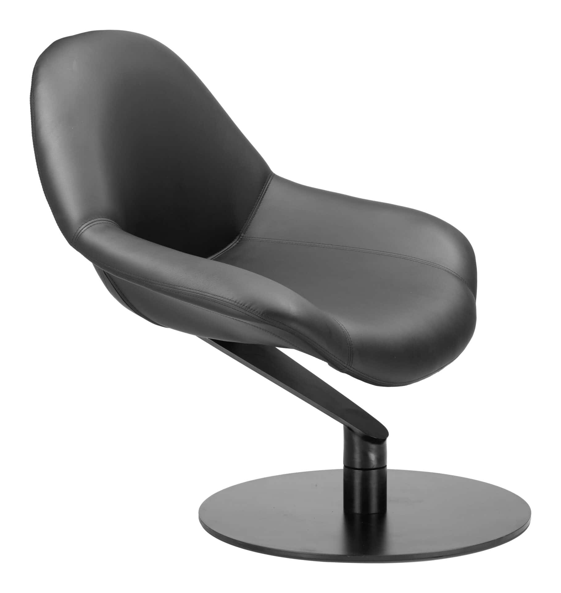 Swivel Black Accent Chair with Faux Leather and Steel Base 6 Swivel Black Accent Chair with Faux Leather and Steel Base - Image 6