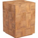 Natural Finish Faux Wood Metal Square Side Table 7 Natural Finish Faux Wood Metal Square Side Table
