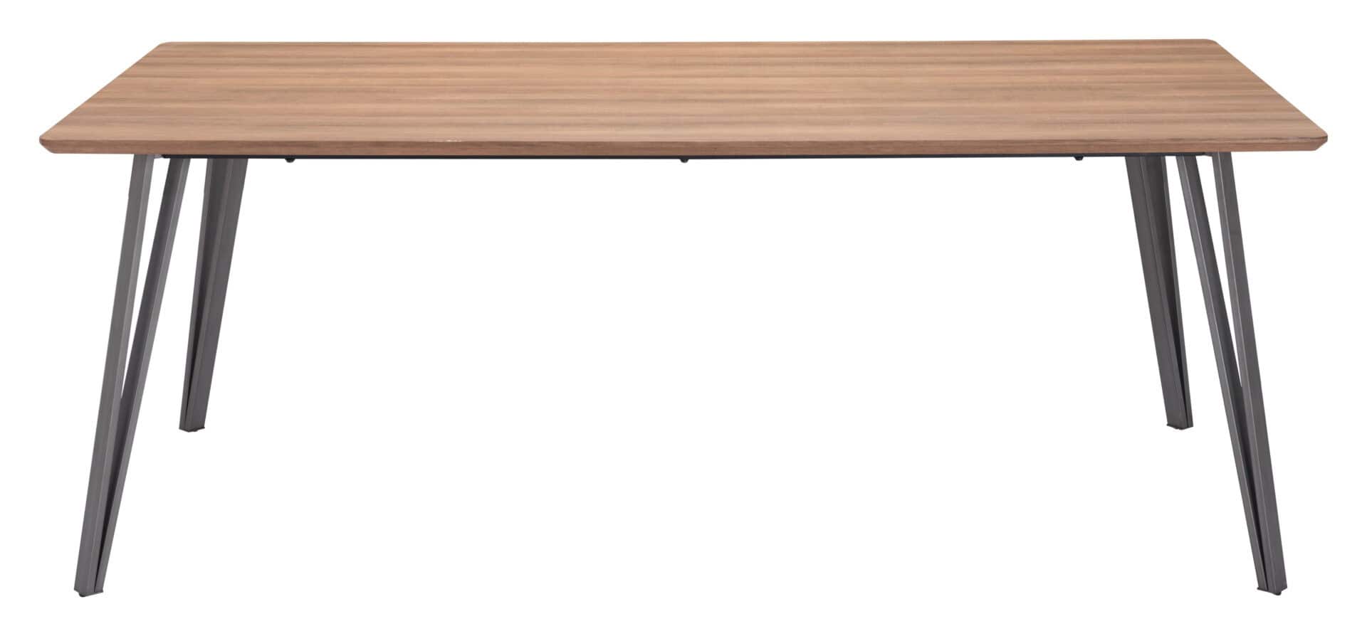 Walnut Laminate Rectangular Dining Table with Black Steel Legs 5 Walnut Laminate Rectangular Dining Table with Black Steel Legs - Image 5