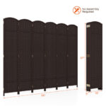 Hand-Woven 6-Panel Folding Room Divider with Solid Wood Frame