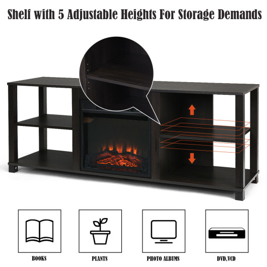 Modern TV Console with Adjustable Shelves and Fireplace Space 4 Modern TV Console with Adjustable Shelves and Fireplace Space - Image 4
