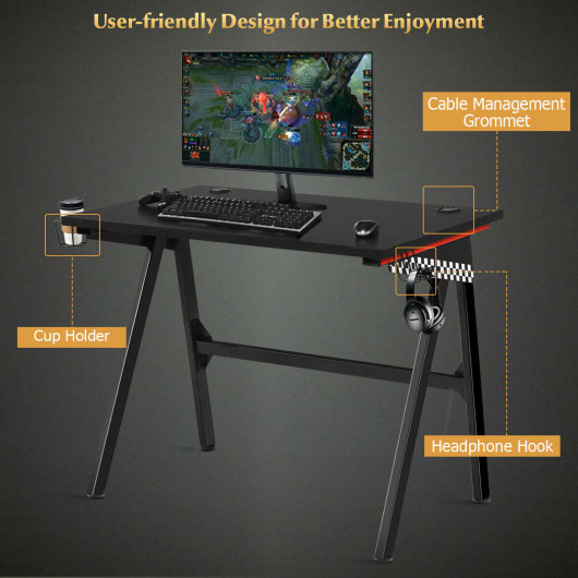 Ergonomic Gaming Desk with Cup Holder and Headphone Hook 2 Ergonomic Gaming Desk with Cup Holder and Headphone Hook - Image 2