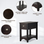 Retro Narrow End Table with Drawer and Shelf (Set of 2) 13 Retro Narrow End Table with Drawer and Shelf (Set of 2)