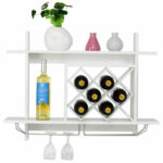 Wall Mounted Wine Rack with Glass Holder and Storage Shelf 14 Wall Mounted Wine Rack with Glass Holder and Storage Shelf