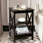 3 Tier End Table with X Design Storage Shelves (1 Piece)