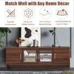 Walnut TV Stand for 70-Inch Screens with Adjustable Shelf