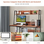 47 Inch Space-Saving Computer Desk with Hutch and Bookshelf