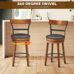 Rustic 360 Swivel Bar Stool with Leather Padded Seat