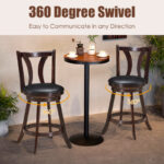 Rustic Swivel Bar Stools with Leather Padded Seats (Set of 2)