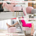 Velvet Storage Ottoman Stool with Gold Metal Legs and Storage 24 Velvet Storage Ottoman Stool with Gold Metal Legs and Storage