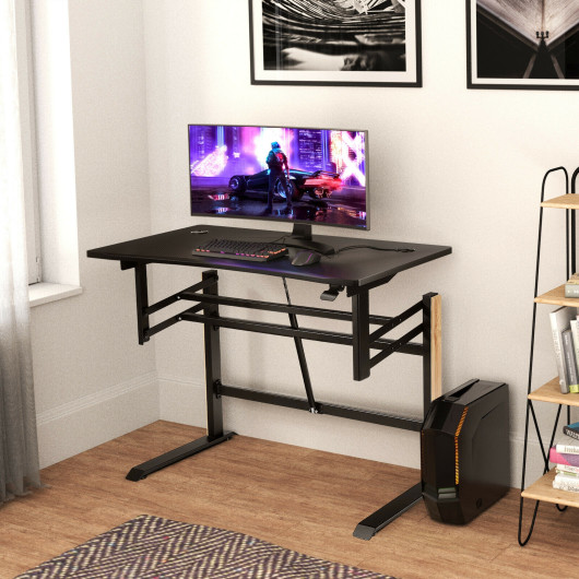 Adjustable Gaming Desk with Pneumatic Height and Cable Management