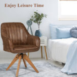 Mid Century Swivel PU Leather Accent Chair with Wood Legs