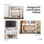 White Wooden Console Table with Drawers and Shelves for Storage