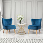 Velvet Upholstered Armless Chair with Wood Legs for Living Spaces 13 Velvet Upholstered Armless Chair with Wood Legs for Living Spaces