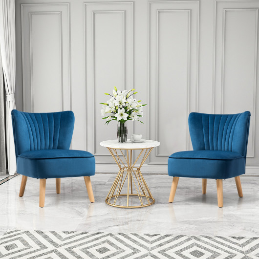 Velvet Upholstered Armless Chair with Wood Legs for Living Spaces 6 Velvet Upholstered Armless Chair with Wood Legs for Living Spaces - Image 6