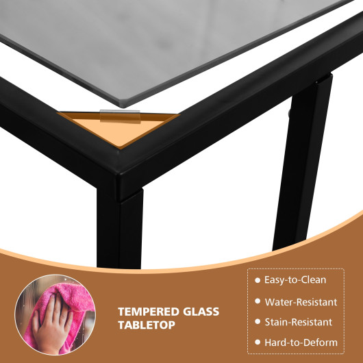 Tempered Glass Top Steel Frame Side Table for Small Spaces 5 Tempered Glass Top Steel Frame Side Table for Small Spaces - Image 5