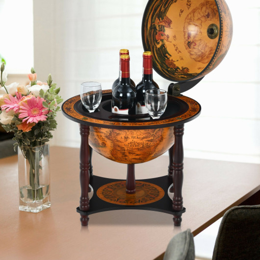 Retro Globe Wine Bar Stand with Storage for Living Room 6 Retro Globe Wine Bar Stand with Storage for Living Room - Image 6