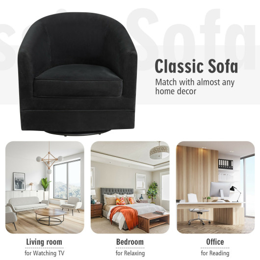 Velvet Swivel Barrel Accent Chair with Metal Base for Living Room 7 Velvet Swivel Barrel Accent Chair with Metal Base for Living Room - Image 7
