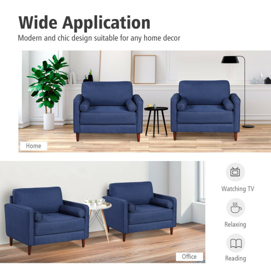 Oversized Linen Accent Chair with Pillows and Rubber Wood Legs 3 Oversized Linen Accent Chair with Pillows and Rubber Wood Legs - Image 3