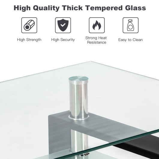 Modern Glass Coffee Table with Stainless Steel Legs and Storage Shelves 5 Modern Glass Coffee Table with Stainless Steel Legs and Storage Shelves - Image 5