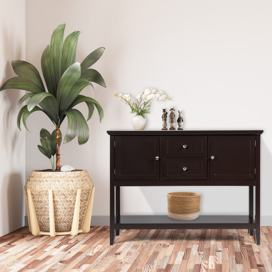 Rustic Wooden Console Table with Drawers and Storage Shelves 7 Rustic Wooden Console Table with Drawers and Storage Shelves - Image 7