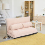 Adjustable Foldable Sleeper Sofa with Pillows and Metal Frame