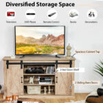 Natural Sliding Barn Door TV Stand with Adjustable Shelves 9 Natural Sliding Barn Door TV Stand with Adjustable Shelves
