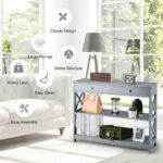 3 Tier Console Table with Drawer and Storage Shelves