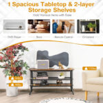 Rustic Brown TV Console Table with 3-Tier Storage Shelves