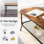 Industrial Coffee Table with 2-Tier Storage Shelf Rustic Brown 14 Industrial Coffee Table with 2-Tier Storage Shelf Rustic Brown