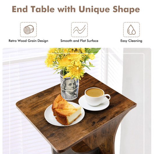 Rustic 2 Tier Compact C Shaped End Table Brown 7 Rustic 2 Tier Compact C Shaped End Table Brown - Image 7