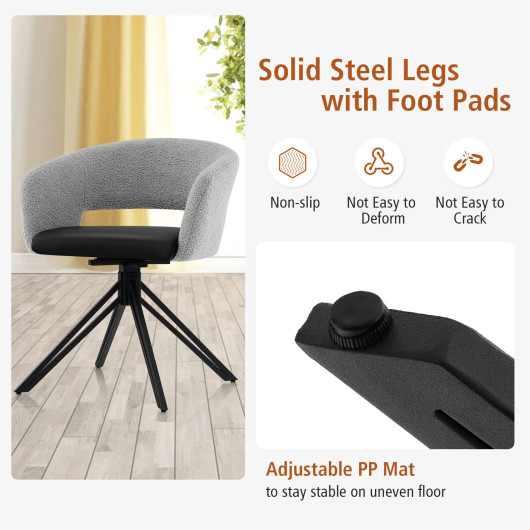 Swivel Sherpa Accent Chair with Steel Legs and Hollow Back 5 Swivel Sherpa Accent Chair with Steel Legs and Hollow Back - Image 5