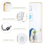 Gold Full Length Wall Mirror with Stand and Wall Mount