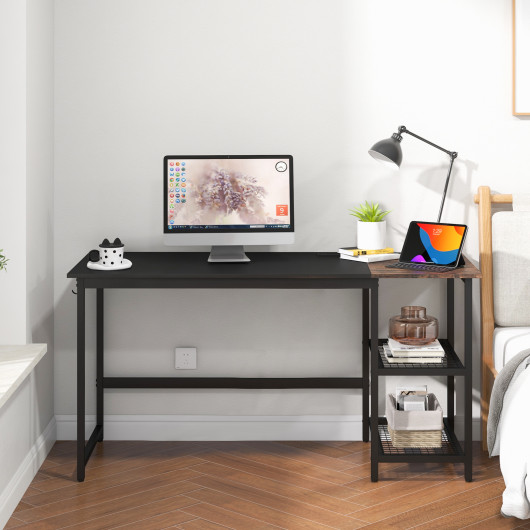 Industrial 59 Inch Computer Desk with Shelves and Side Hook 6 Industrial 59 Inch Computer Desk with Shelves and Side Hook - Image 6