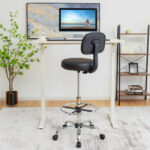 Adjustable Swivel Drafting Chair with Footrest and Rolling Casters