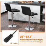 Adjustable PU Leather Bar Stools with Backrest and Swivel (Set of 2)