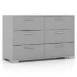 Modern Grey 6 Drawer Storage Cabinet with Metal Legs