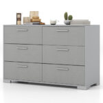 Modern Grey 6 Drawer Storage Cabinet with Metal Legs
