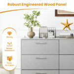 Modern Grey 6 Drawer Storage Cabinet with Metal Legs