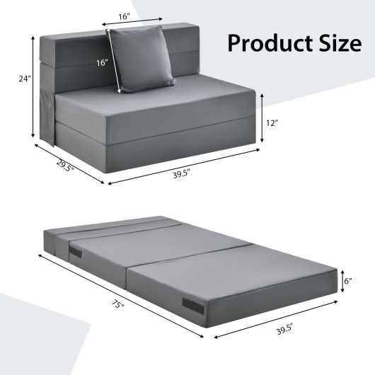 Tri-Fold Sofa Bed Mattress with Pillow for Compact Spaces - Image 5