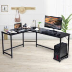 L Shaped Corner Desk with Spacious Workspace and CPU Stand