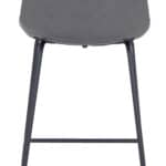 Gray Mid-Century Modern Counter Stool with Faux Leather and Steel Frame