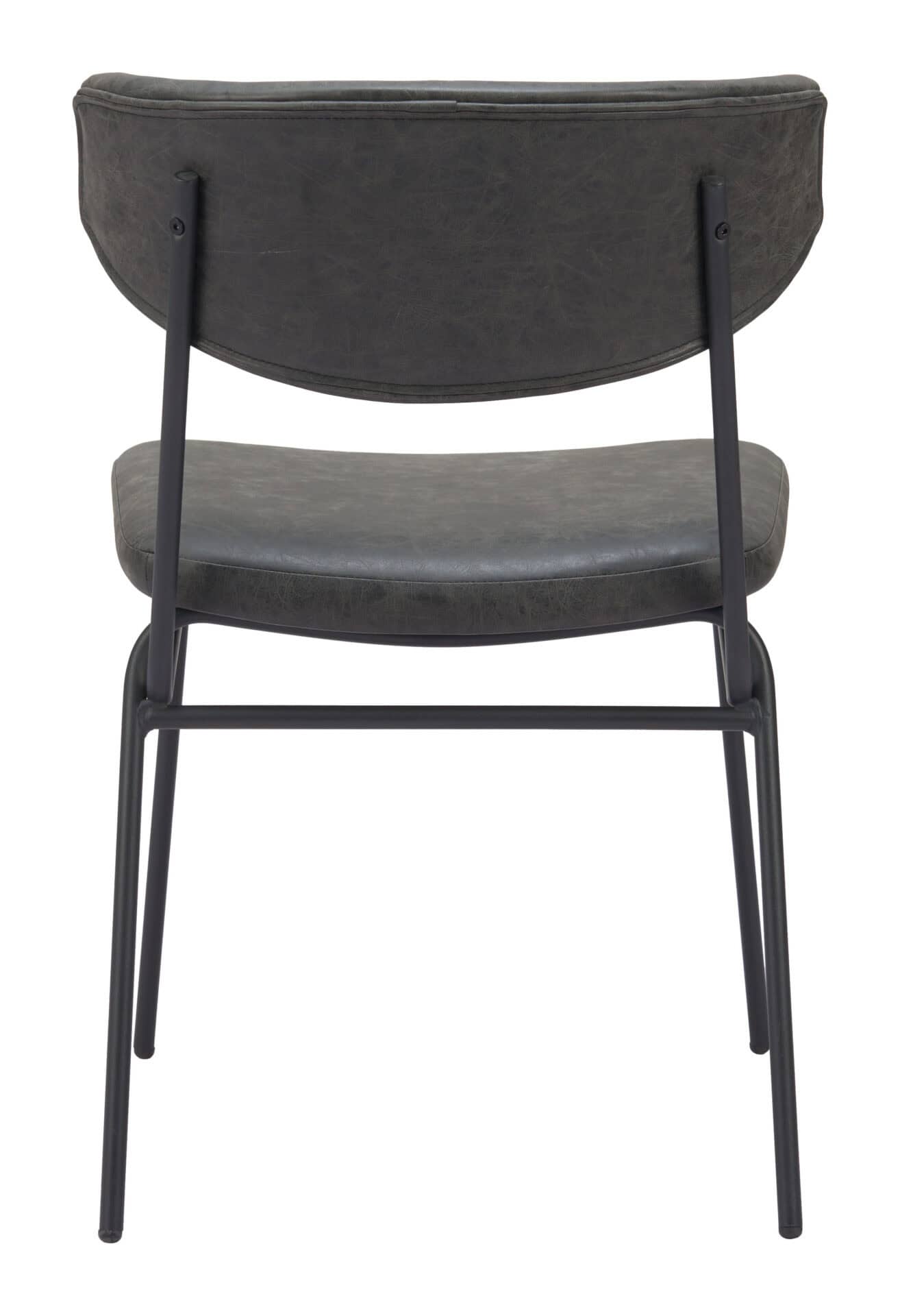 Vintage Black Faux Leather Dining Chair with Steel Frame (Set of 2) 6 Vintage Black Faux Leather Dining Chair with Steel Frame (Set of 2) - Image 6